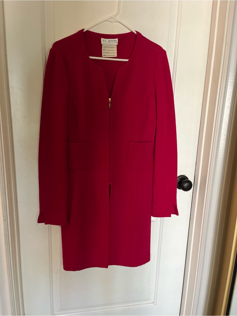 St. John Vibrant Red Zip-Front Knit Blazer